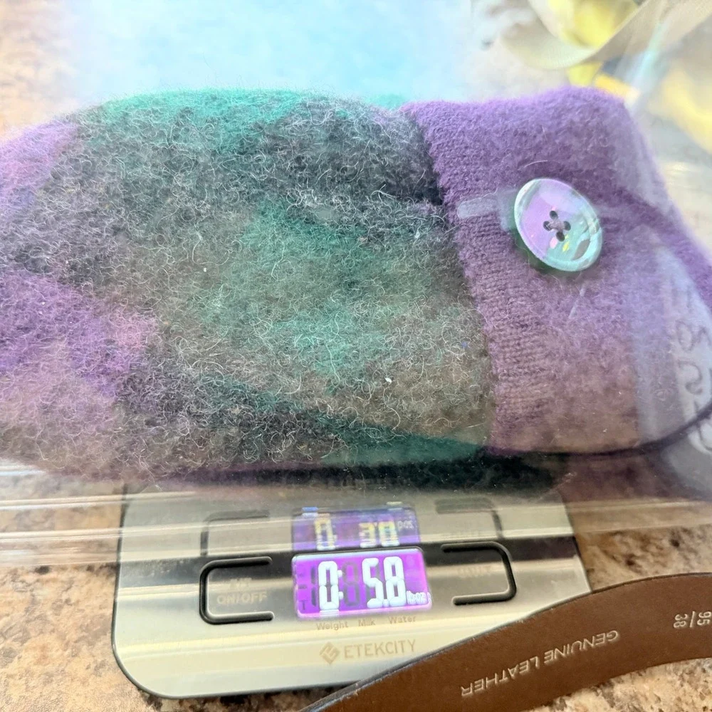 Handmade Upcycled Wool Mittens Purple Green Argyle Felted Sweater Mittens Women